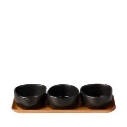 Aida Raw Organic Titanium Black Og Teak Skåle 3 Stk.