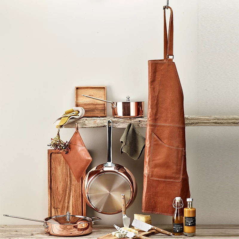 Læderforklæde Brun 65x80 Cm