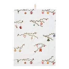 Kähler Hammershøi Christmas Viskestykke 50x70 Cm, Hvid Med Dekoration